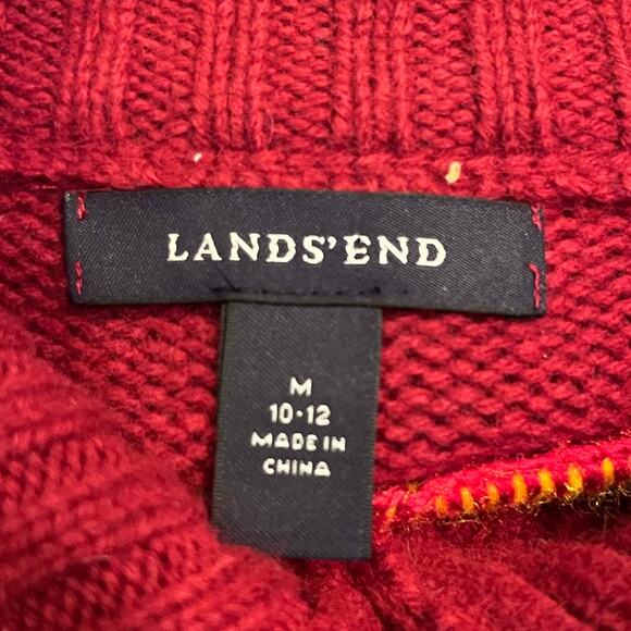Lands' End Women's Med Red Lamb's Wool Blend Button Front Long Cardigan - Picture 2 of 9